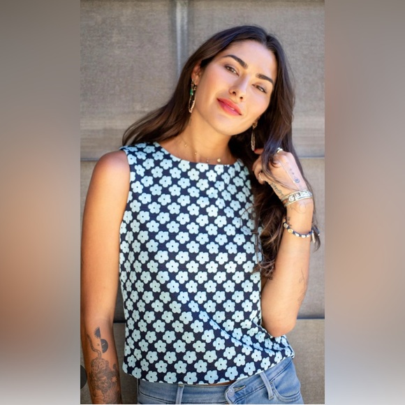 Anthropologie Eva Franco Floral Jacquard Crop Top - Picture 4 of 11